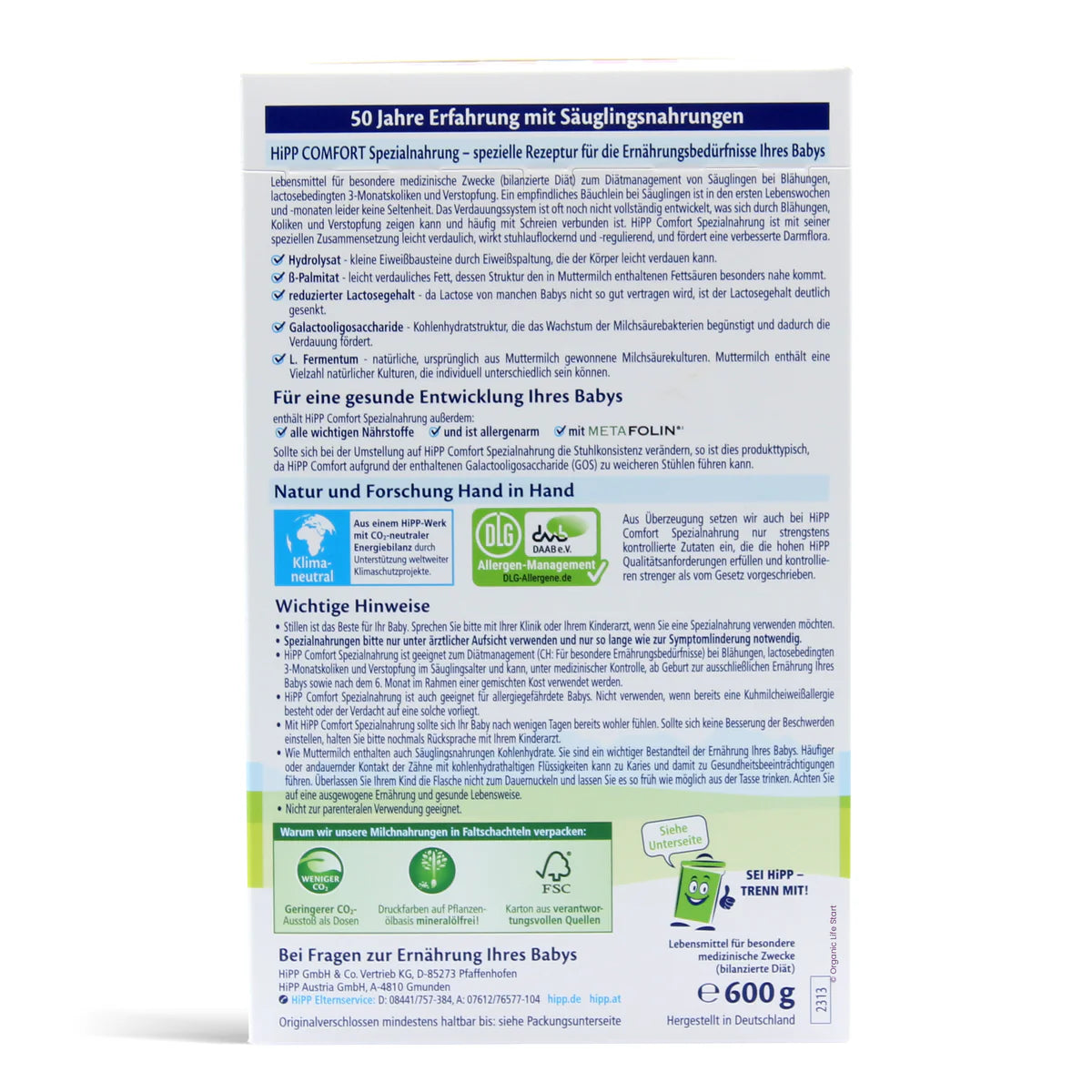 HiPP Comfort Support Milk Formula All Stages