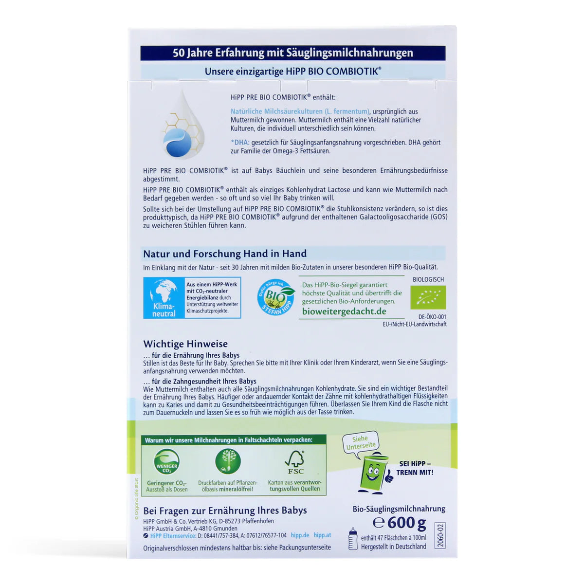 Hipp Bio Combiotik Stage Pre German Infant Milk Formula