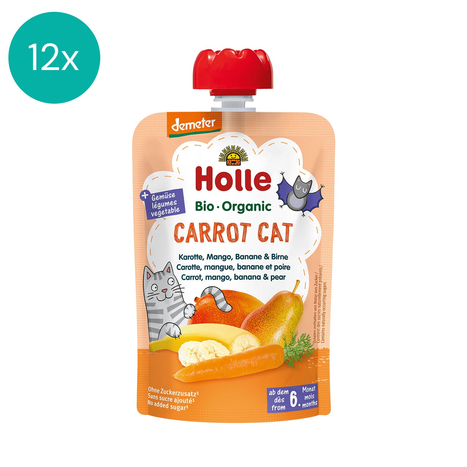 Holle Organic fruit puree Carrot Cat 12 Pack