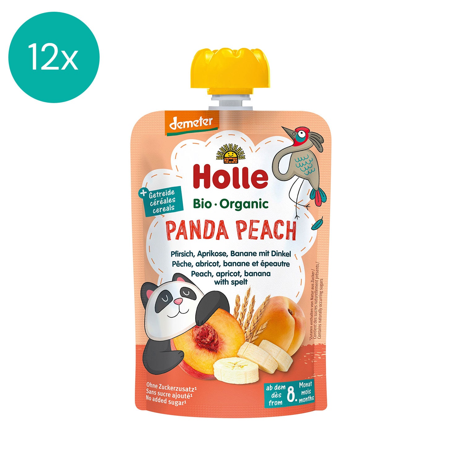 Holle Organic fruit puree Panda Peach